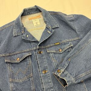 Vtg Wrangler Authentic Western Denim Trucker Jacket Men's 2XLBlue Jean 74155PW